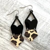 Holly & Liz Swimsuit Earrings shown in Animal print & black.