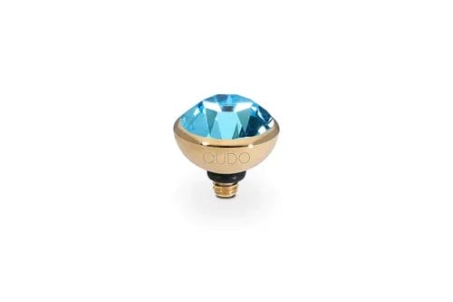 QUDO Interchangeable Bottone 10mm Gold Ring Topper shown in Aquamarine.