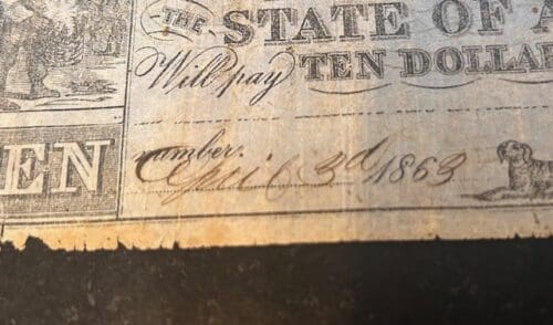 $10 Arkansas Treasury Warrant signature date