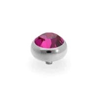 QUDO Interchangeable Silver Sesto 10mm Ring Topper shown in Fuchsia.