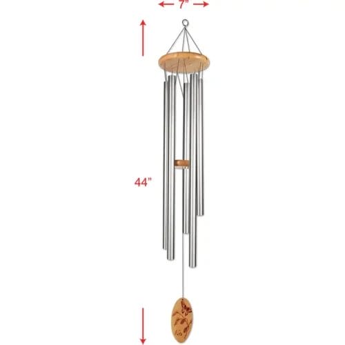 44" Silver Vista Wind Chime with measurements