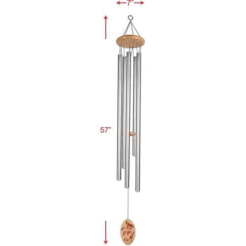 57" Silver Vista Wind Chime measurements