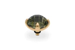 QUDO Interchangeable Seano 13mm Gold Ring Topper shown here in Olivine.