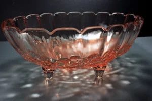 Pink glass footed bowl.