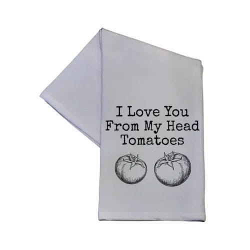 Driftless Studios Tea Towel "From my head tomatoes"