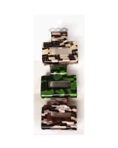 Banded- Square Claw Clips- Birchwood. Set of 3 hair clips in a variety of 3 multi colored natural hues.