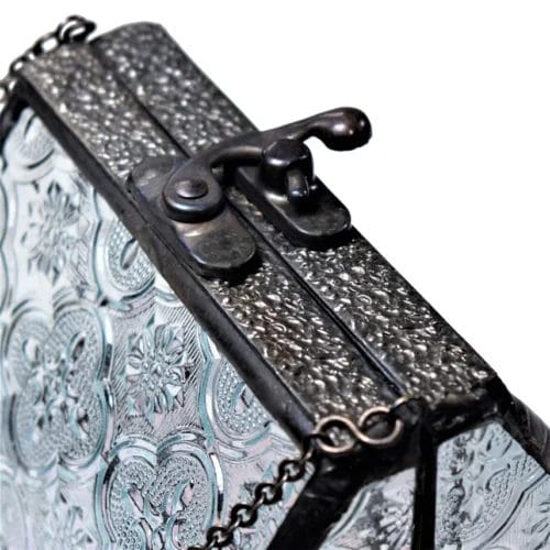 J Devlin Glass Art Purse Keepsake Box close up on latch