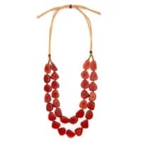 Organic Tagua Marlene Necklace in crimson red.