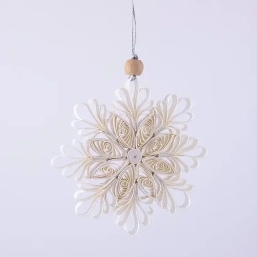 Paper quilled snowflake Christmas ornament.