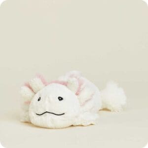 Adorable white axolotl plush toy.