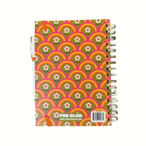 Retro floral notebook with pen.