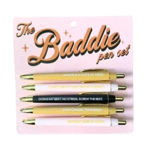 Baddie pen set with sassy quotes.