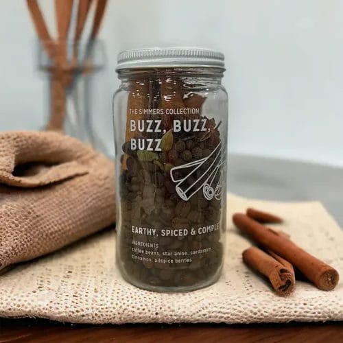 Spiced coffee simmer blend in jar.