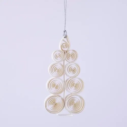 White paper quilled Christmas tree ornament.