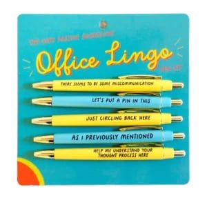 Passive-aggressive office lingo pen set.