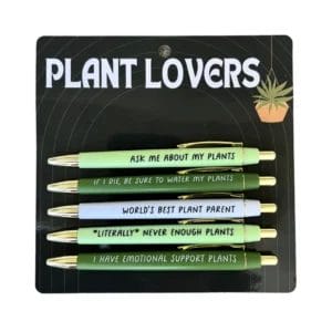 Plant lover pen set with sayings.