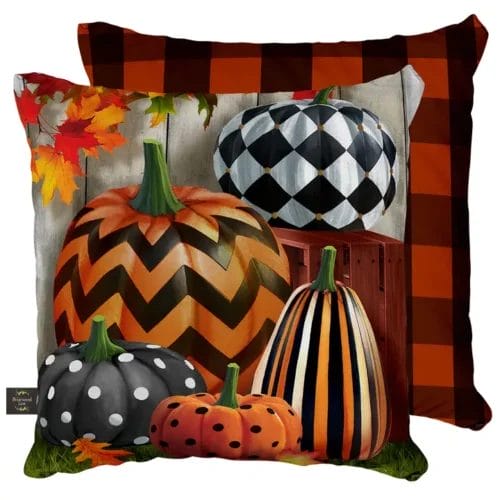 Fall harvest pumpkins pillow cover.