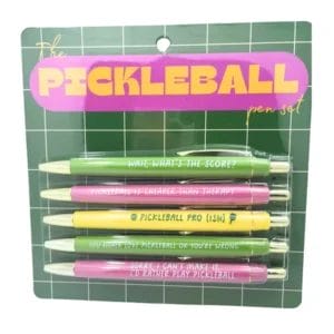 Pickleball pen set with sayings.