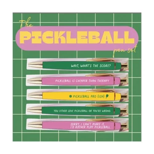 Pickleball pen set with witty sayings.