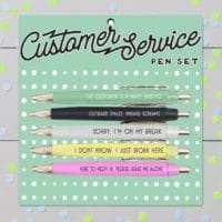 Funny customer service pen set.