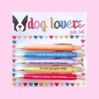 Dog lover pen set with funny quotes.