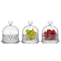 Three glass dome fruit dishes.