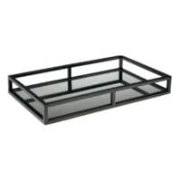 Black rectangular mirrored tray.