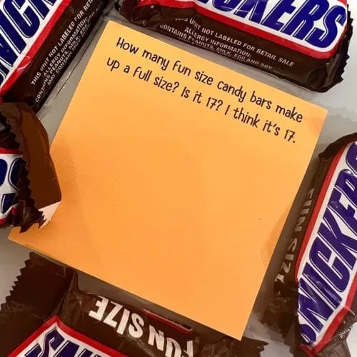 Note about fun-sized candy bars.