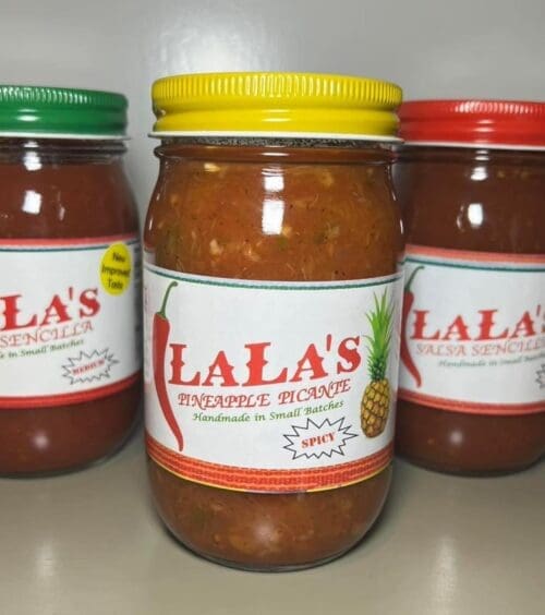 Lala's Pineapple Picante salsa jar.