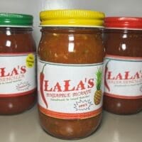 Lala's Pineapple Picante Salsa jar.