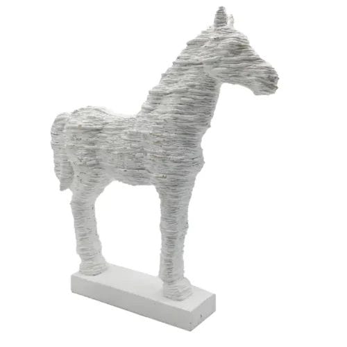 Distressed White Horse Resin Sculpture- 22" - Image 2