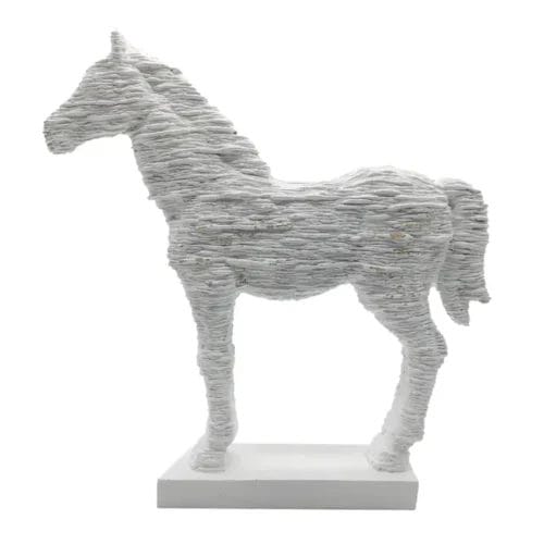 Distressed White Horse Resin Sculpture- 22" - Image 3