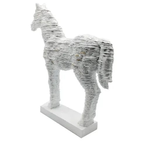 Distressed White Horse Resin Sculpture- 22" - Image 4