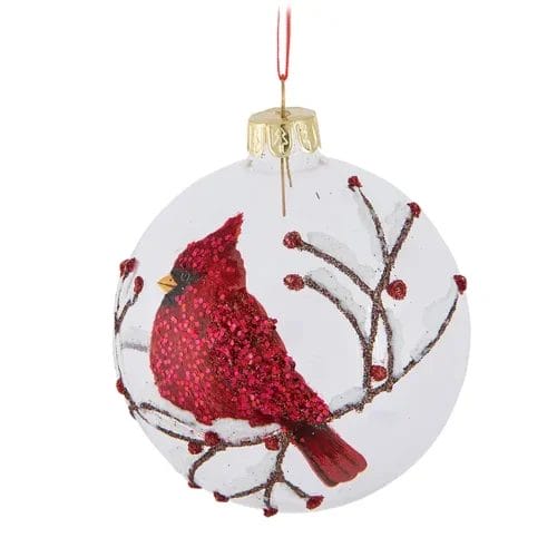 Glass Ball Cardinal Ornament