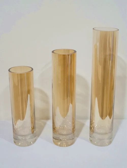 Amber Glass Cylinder Vase