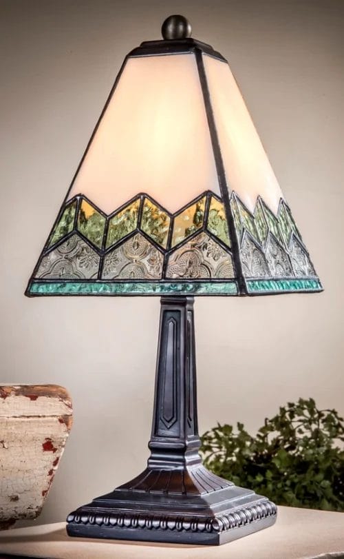 J Devlin Chevron Stained Glass Accent Lamp