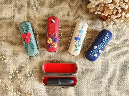 Embroidered Lipstick Case