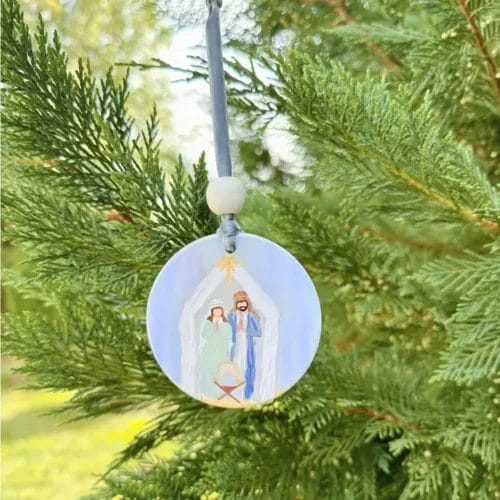 Painted Nativity Ceramic Ornament - Image 4