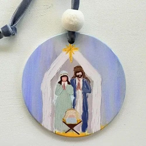 Painted Nativity Ceramic Ornament